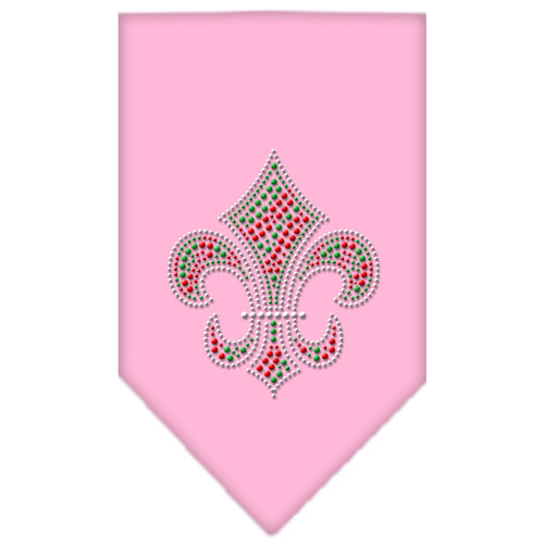 Christmas Fleur De Lis Rhinestone Bandana Light Pink Small
